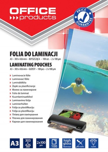 FOLIA DO LAMINOWANIA A3 2x100mikr transpar. 100szt