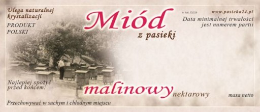 Etykiety na Miód Malinowy (100szt) - wzór E1029