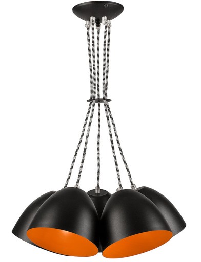 5 LAMPA WISZĄCA LIVIA LOFT METALOWA CZARNA ORANGE