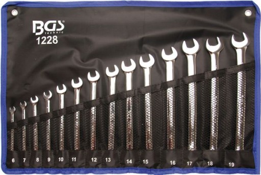 KLUCZE PŁASKO OCZKOWE 6-19 mm 14 szt. długie / OLN