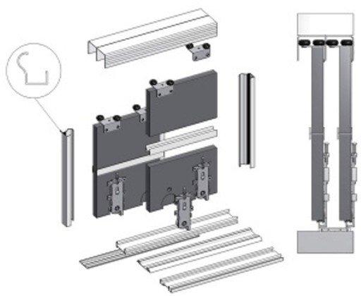 System drzwi przesuwnych 1,5m/2sk Euro H=2,7 Bimak