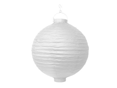 Lampion ogrodowy biały świecący abażur LED 20 cm.