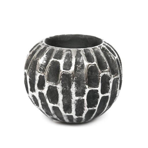 ŚWIECZNIK SREBRNY GRAFITOWY 9cm KULA NA 1 ŚWIECĘ TEA LIGHT 10