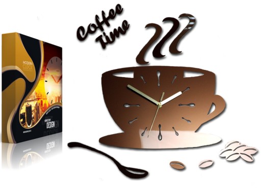 Zegar scienny do kuchni - Filiżanka METALIC COPPER - Ultra CICHY