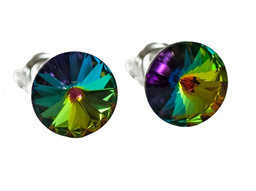 Z kr. SWAROVSKI kolczyki RIVOLI 8mm SREBRO +30kol
