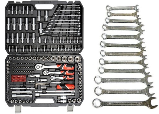 YATO ZESTAW KLUCZY 216 ELEMENTÓW KLUCZE NASADOWE YT-3884 + 6-22 PŁACHTA