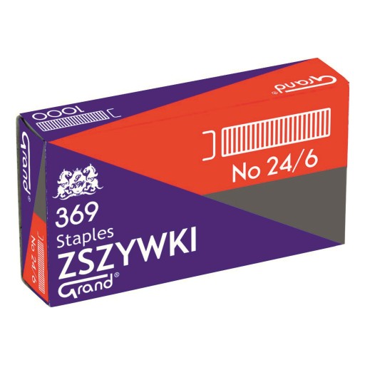 Zestaw ZSZYWEK do ZSZYWACZA Wkłady 24/6 1000 szt. Grand NIE RDZEWIEJĄ