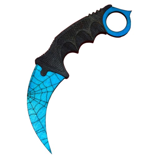 Drewniany NÓŻ KARAMBIT malowany SPIDER'S WEB lazur