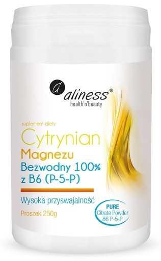 Cytrynian Magnezu Bezwodny B6 Proszek 250g Aliness