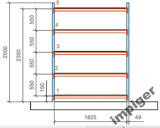 Regał półkowy Mecalux M7 picking 250x182x80-5półek