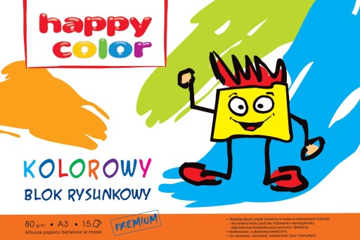 Blok rysunkowy kolorowy A3 HAPPY COLOR 80g