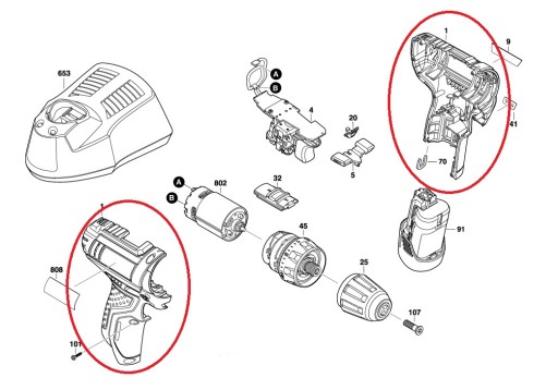 Bosch korpus kompletny do wkrętarka GSR 10,8-2-LI