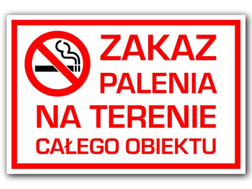 TABLICZKA ZAKAZ PALENIA NA TERENIE OBIEKTU 30x20cm