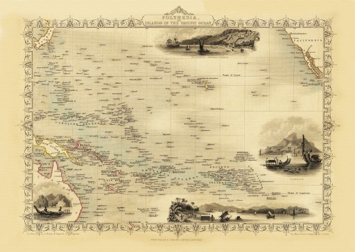 POLINEZJA NOWA GWINEA mapa ilustrowana 1851 r.