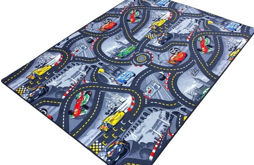 DYWAN DISNEY CARS ULICE MIASTO 200x150 AUTA SZARE