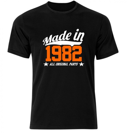 Koszulka na urodziny męska czarna MADE IN 1982