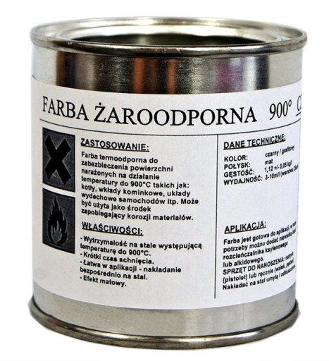 FARBA ŻAROODPORNA DO KOMINKA,TŁUMIKÓW, grila 1,2kg