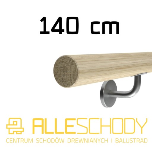 Poręcz ścienna drewniana fi 42 140cm dąb lakier