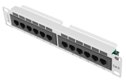 PATCH PANEL 12x 10'' 1U KAT.6 UTP szary LANBERGPatchpanel cali RACK do szaf