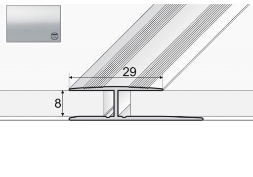 Aluminiowa listwa progowa łącząca A61 120cm SREBRO