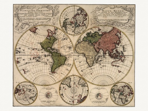 Mapa Świata Johann Homann 1746 r.