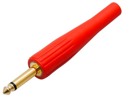 Wtyk Jack 6,3 mono CZERWONY gumowy GOLD (1470a)