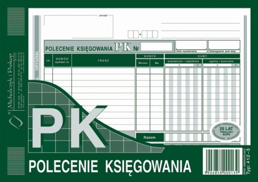 DRUK POLECENIE KSIĘGOWANIA 412-3 A5