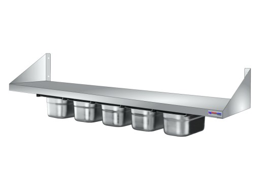 PÓŁKA ŚCIENNA KUCHNIA 5x GN 1/4 STAL NIERDZEWKA FV