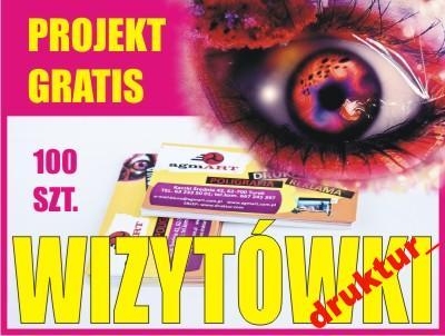 WIZYTÓWKI 100 sztuk + PROJEKT druk wizytówka HIT