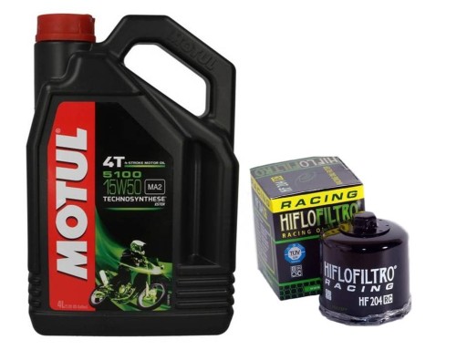 Olej MOTUL 5100 15 W 50 4L + filtr Hiflo Racing