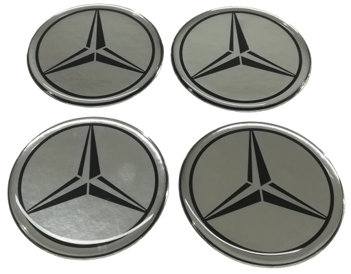 NAKLEJKI NA KOŁPAKI FELGI MERCEDES 56 MM SREBRNE