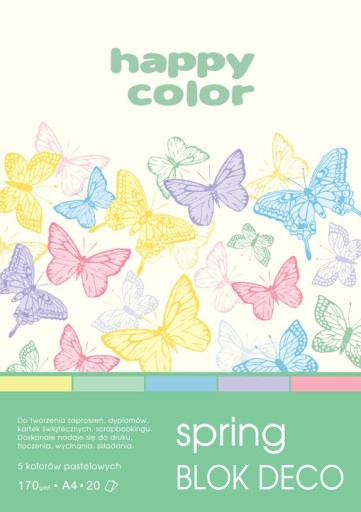 BLOK DECO A4 PAPIER SPRING 5 ODCIENI WIOSNA