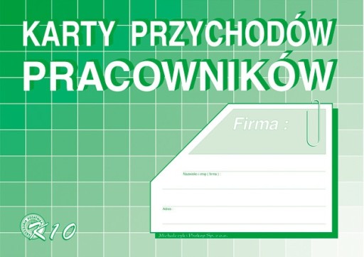 DRUK KARTY PRZYCHODÓW PRACOWNIKÓW K10 format A5