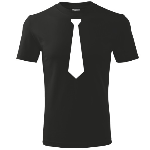 T-shirt nadruk krawat muszka śmieszne koszulki L