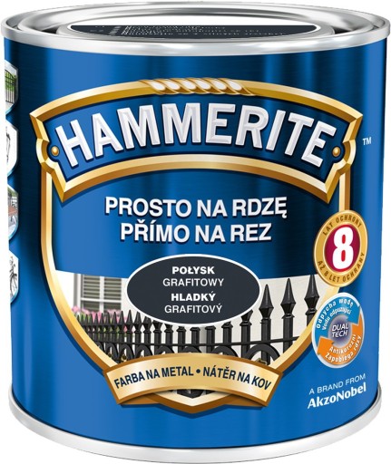 FARBA HAMMERITE 0,2L PROSTO NA RDZĘ GRAFIT POŁYSK