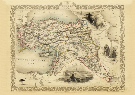 TURCJA ANATOLIA Azja mapa ilustrowana 1851 r.