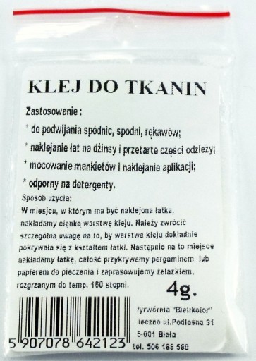 KLEJ do SKLEJANIA TKANIN na ŻELAZKO