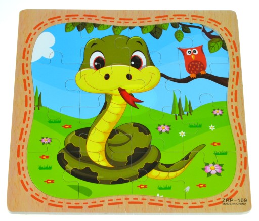 EDUKACYJNA UKŁADANKA DREWNIANA PUZZLE WĄŻ