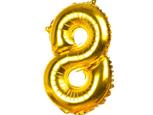 BALONY FOLIOWE 40CM BALON CYFERKA CYFRA ZŁOTA 8