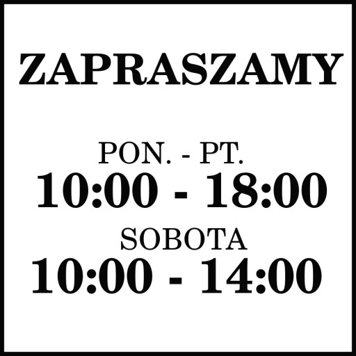 Naklejka czynne z godzinami otwarcia na sklep szybę drzwi 30 cm