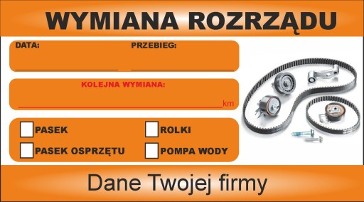 Naklejki serwisowe WYMIANA ROZRZĄDU OLEJU KLIMA