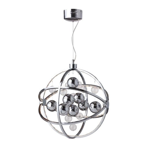 NOWOCZESNA LAMPA WISZĄCA LED CHROM KULA BALL SALON