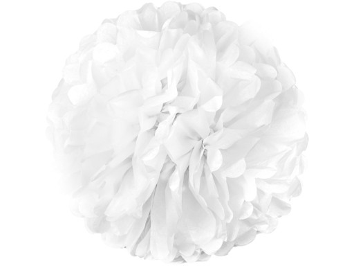 DUŻY POMPON PAPIEROWY 35cm Pompony z papieru BIAŁE