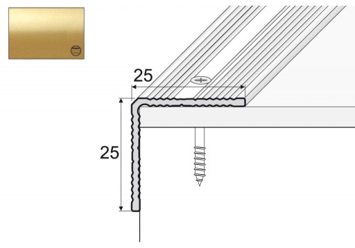 A40 Kątownik 25x25mm aluminiowy 120cm ZŁOTO