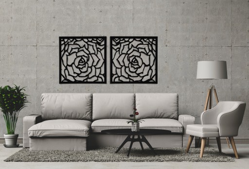 AŻUROWA DEKORACJA ŚCIENNA 3D, ROSETTE, 60 x 60 cm