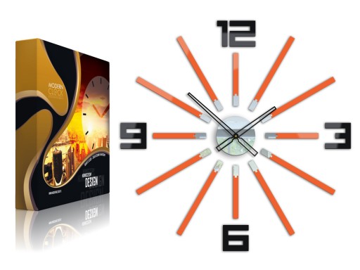 DUŻY ZEGAR ŚCIENNY DIY 3D BRILLIANT ORANGE 65cm