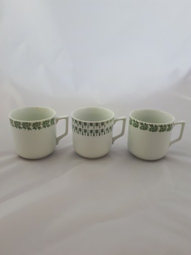 3 kubki porcelana PRL designe sygnowane