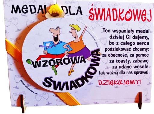 Medal ŻYCZENIA, Podziękowanie dla Świadkowej !!!