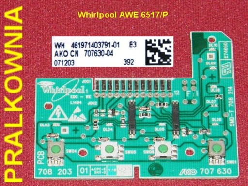 WHIRLPOOL AWE 6517/P - Płytka sterująca