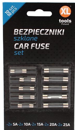 BEZPIECZNIKI SZKLANE 10 SZT ZESTAW BEZPIECZNIKÓW